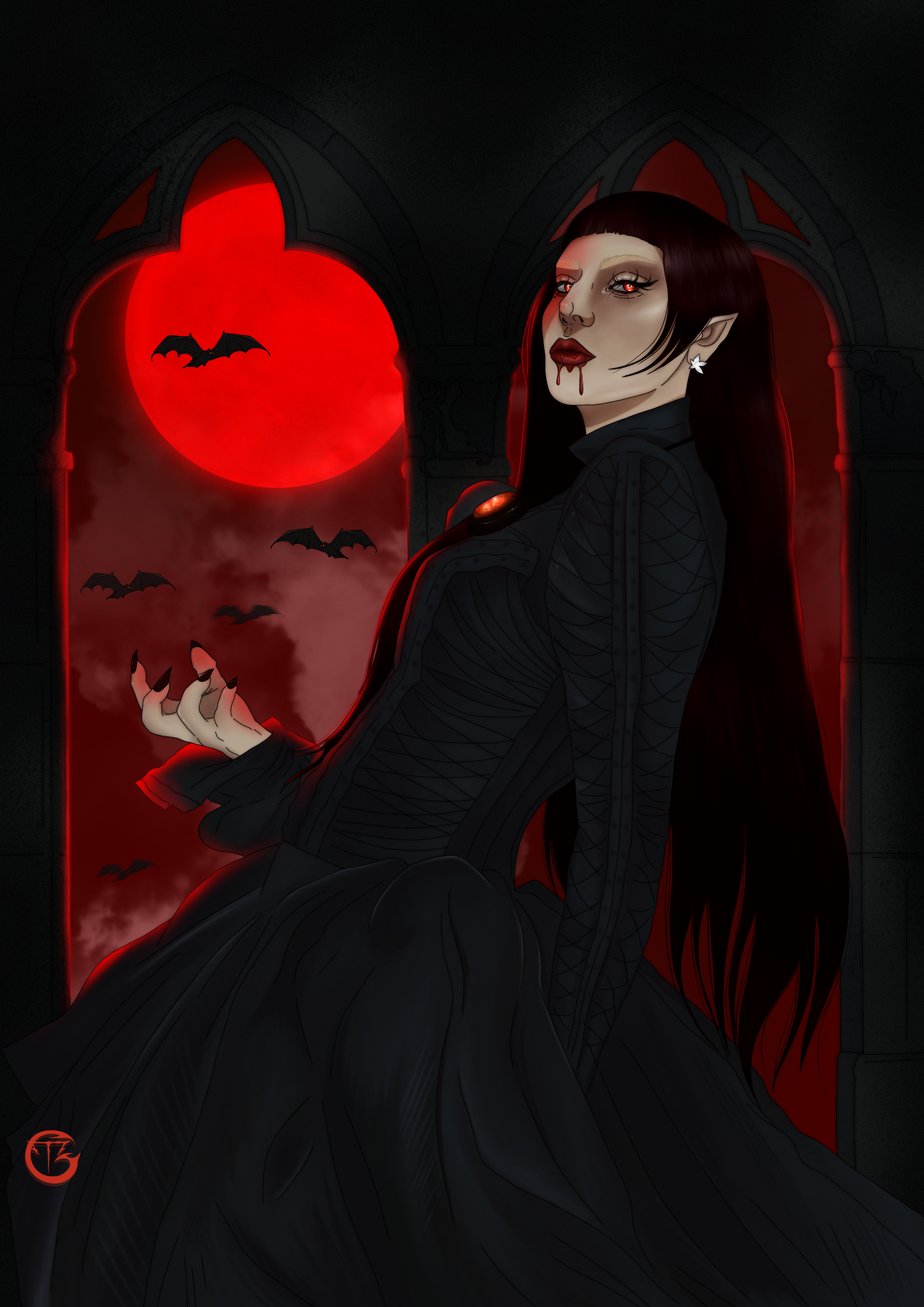 Ilustração Lady Gaga vampira