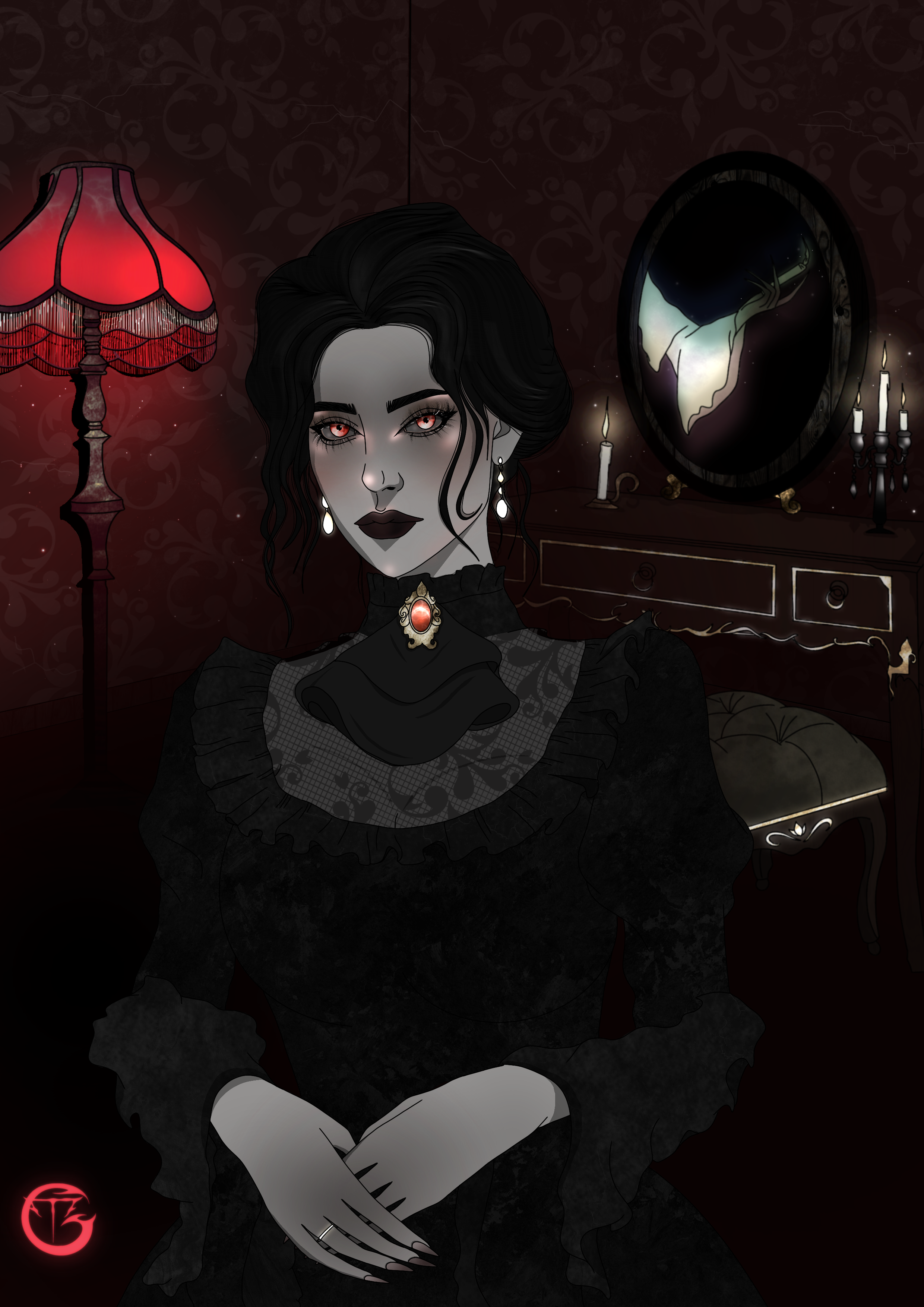 Ilustração moça vitoriana