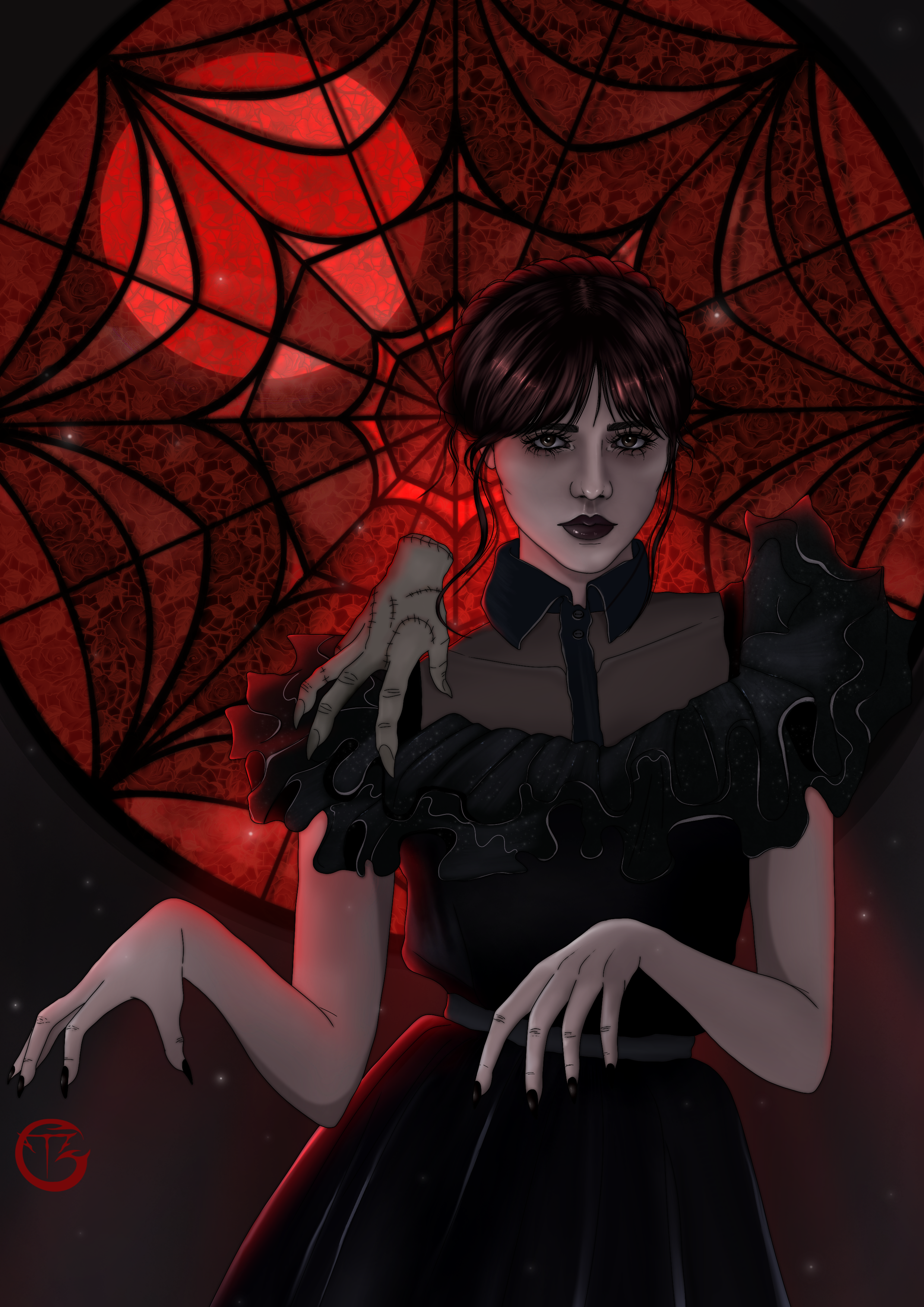 Ilustração Wednesday Addams